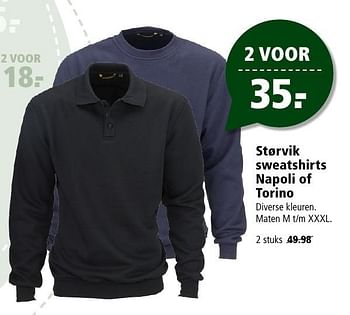 Aanbiedingen Størvik sweatshirts napoli of torino - StÃ¸rvik - Geldig van 02/01/2017 tot 15/01/2017 bij Welkoop