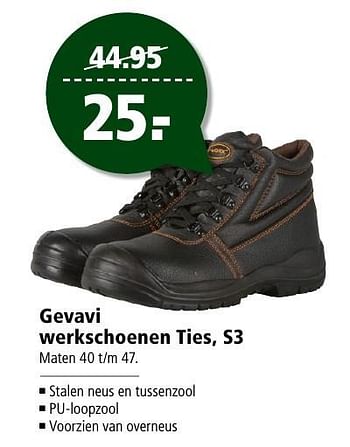 Aanbiedingen Gevavi werkschoenen ties, s3 - Gevavi - Geldig van 02/01/2017 tot 15/01/2017 bij Welkoop