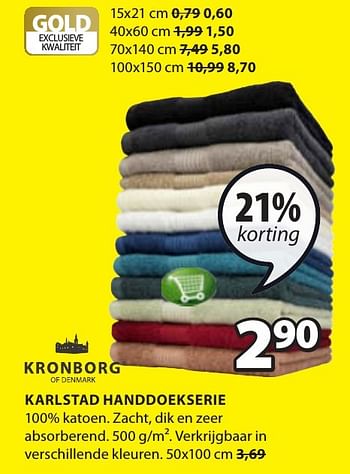 Aanbiedingen Karlstad handdoekserie - Kronborg - Geldig van 02/01/2017 tot 15/01/2017 bij Jysk