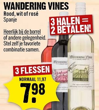 Aanbiedingen Wandering vines - Rode wijnen - Geldig van 08/01/2017 tot 15/01/2017 bij Dirk III