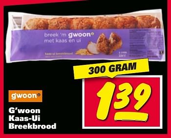 Aanbiedingen G`woon kaas-ui breekbrood - Gâ€™woon - Geldig van 09/01/2017 tot 15/01/2017 bij Nettorama