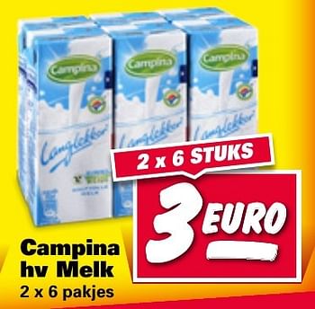 Aanbiedingen Campina hv melk - Campina - Geldig van 09/01/2017 tot 15/01/2017 bij Nettorama