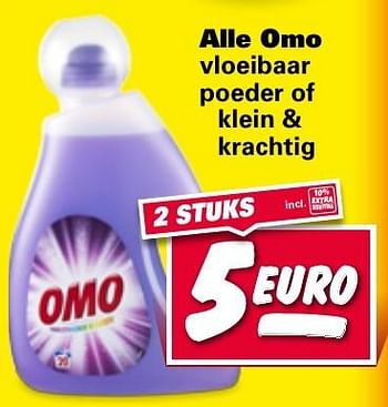 Aanbiedingen Alle omo vloeibaar poeder of klein + krachtig - Omo - Geldig van 09/01/2017 tot 15/01/2017 bij Nettorama