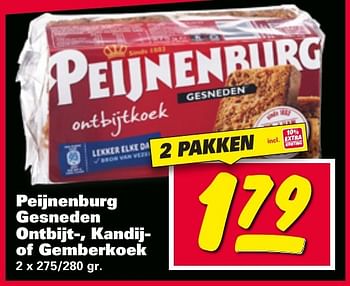 Aanbiedingen Peijnenburg gesneden ontbijt-, kandijof gemberkoek - Peijnenburg - Geldig van 09/01/2017 tot 15/01/2017 bij Nettorama
