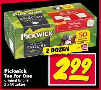 Aanbiedingen Pickwick tea for one - Pickwick - Geldig van 09/01/2017 tot 15/01/2017 bij Nettorama