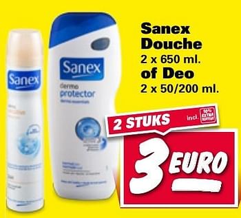 Aanbiedingen Sanex douche of deo - Sanex - Geldig van 09/01/2017 tot 15/01/2017 bij Nettorama