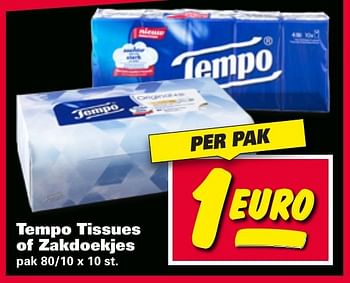 Aanbiedingen Tempo tissues of zakdoekjes - Tempo - Geldig van 09/01/2017 tot 15/01/2017 bij Nettorama