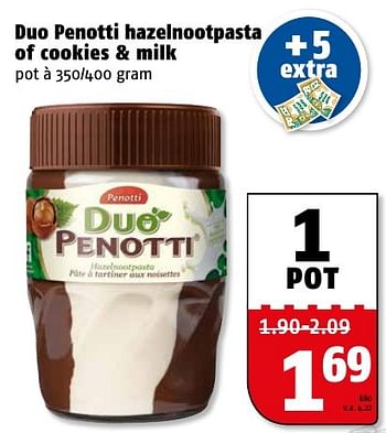 Aanbiedingen Duo penotti hazelnootpasta of cookies + milk - Penotti - Geldig van 09/01/2017 tot 15/01/2017 bij Poiesz