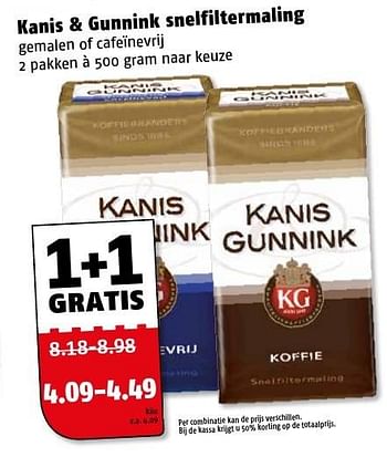 Aanbiedingen Kanis + gunnink snelfiltermaling - Kanis Gunnink - Geldig van 09/01/2017 tot 15/01/2017 bij Poiesz