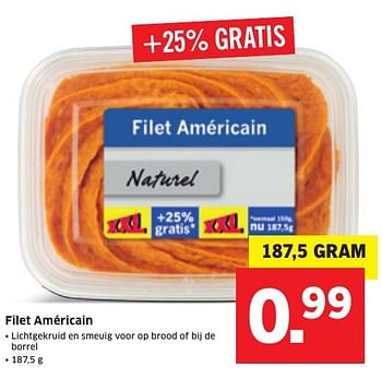Aanbiedingen Filet américain - Huismerk - Lidl - Geldig van 09/01/2017 tot 15/01/2017 bij Lidl