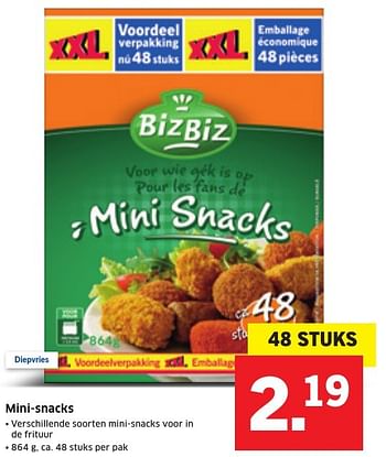 Aanbiedingen Mini-snacks - BizBiz - Geldig van 09/01/2017 tot 15/01/2017 bij Lidl