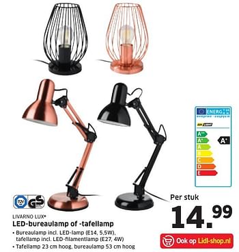 Aanbiedingen Led-bureaulamp of -tafellamp - livarnolux - Geldig van 09/01/2017 tot 15/01/2017 bij Lidl