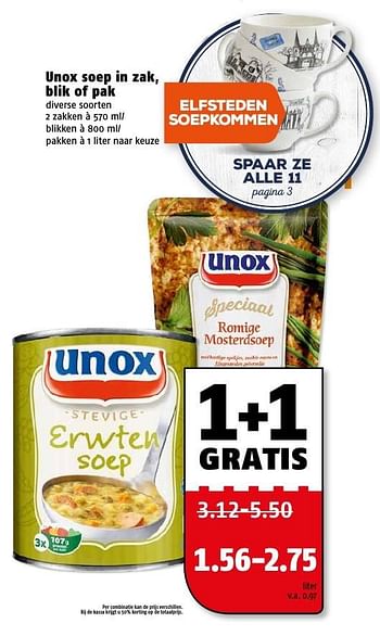 Aanbiedingen Unox soep in zak, blik of pak - Unox - Geldig van 09/01/2017 tot 15/01/2017 bij Poiesz