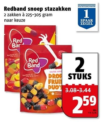 Aanbiedingen Redband snoep stazakken - Red band - Geldig van 09/01/2017 tot 15/01/2017 bij Poiesz