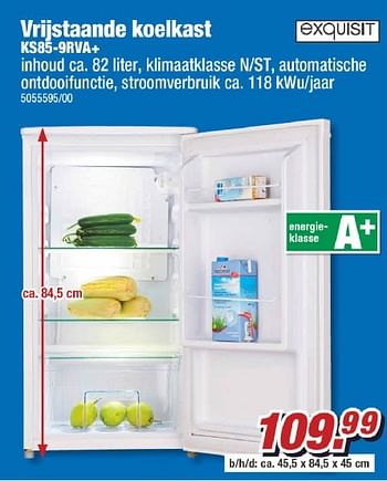 Aanbiedingen Exquisit vrijstaande koelkast ks85-9rva+ - Exquisit - Geldig van 09/01/2017 tot 15/01/2017 bij Poco