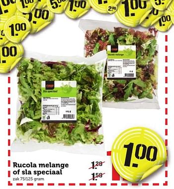 Aanbiedingen Rucola melange of sla speciaal - Huismerk - Coop - Geldig van 09/01/2017 tot 15/01/2017 bij Coop