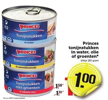 Aanbiedingen Princes tonijnstukken in water, olie of groenten - Princes - Geldig van 09/01/2017 tot 15/01/2017 bij Coop