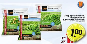 Aanbiedingen Coop sperziebonen, tuinerwten of tuinerwten-wortelen - Huismerk - Coop - Geldig van 09/01/2017 tot 15/01/2017 bij Coop