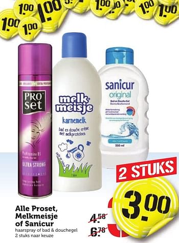 Aanbiedingen Alle proset, melkmeisje of sanicur - Huismerk - Coop - Geldig van 09/01/2017 tot 15/01/2017 bij Coop