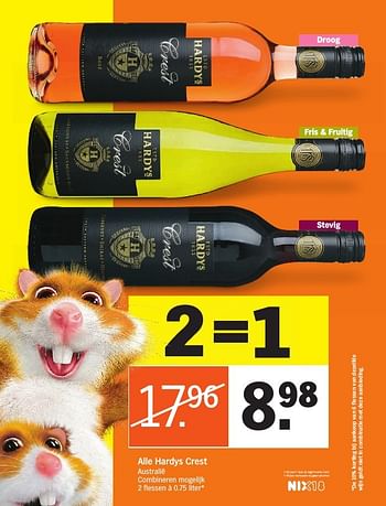 Aanbiedingen Alle hardys crest - Rode wijnen - Geldig van 09/01/2017 tot 15/01/2017 bij Albert Heijn