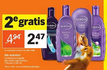 Aanbiedingen Andrélon iedere dag shampoo - Andrelon - Geldig van 09/01/2017 tot 15/01/2017 bij Albert Heijn