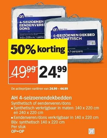 Aanbiedingen Ah 4-seizoenendekbedden - Huismerk - Albert Heijn - Geldig van 09/01/2017 tot 15/01/2017 bij Albert Heijn