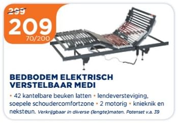 Aanbiedingen Bedbodem elektrisch verstelbaar medi - Huismerk - TotaalBed - Geldig van 09/01/2017 tot 15/01/2017 bij TotaalBed