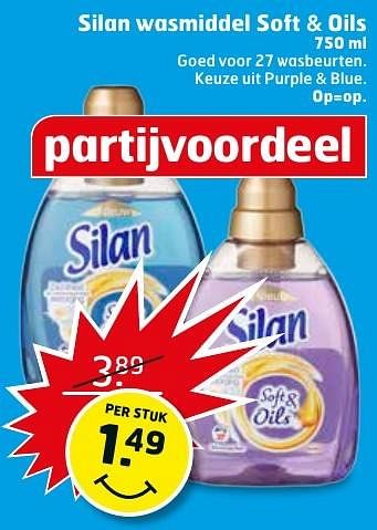 Aanbiedingen Silan wasmiddel soft + oils - Silan - Geldig van 10/01/2017 tot 15/01/2017 bij Trekpleister