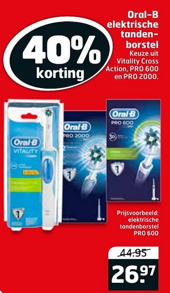 Aanbiedingen Elektrische tandenborstel pro 600 - Oral-B - Geldig van 10/01/2017 tot 15/01/2017 bij Trekpleister