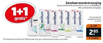 Aanbiedingen Tandpasta classic - Zendium - Geldig van 10/01/2017 tot 15/01/2017 bij Trekpleister