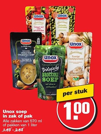Aanbiedingen Unox soep in zak of pak - Unox - Geldig van 11/01/2017 tot 17/01/2017 bij Hoogvliet