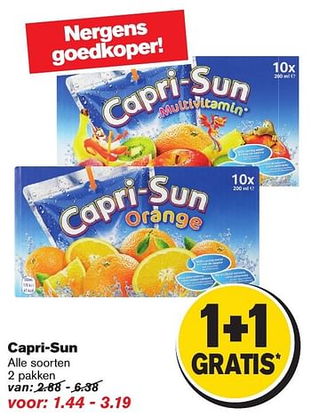 Aanbiedingen Capri-sun orange - Capri-Sun - Geldig van 11/01/2017 tot 17/01/2017 bij Hoogvliet