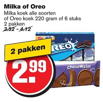 Aanbiedingen Milka of oreo - Milka - Geldig van 11/01/2017 tot 17/01/2017 bij Hoogvliet