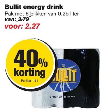 Aanbiedingen Bullit energy drink - Bullit - Geldig van 11/01/2017 tot 17/01/2017 bij Hoogvliet
