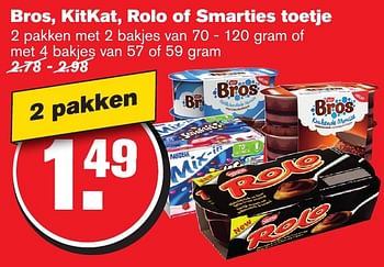 Aanbiedingen Bros, kitkat, rolo of smarties toetje - Nestlé - Geldig van 11/01/2017 tot 17/01/2017 bij Hoogvliet