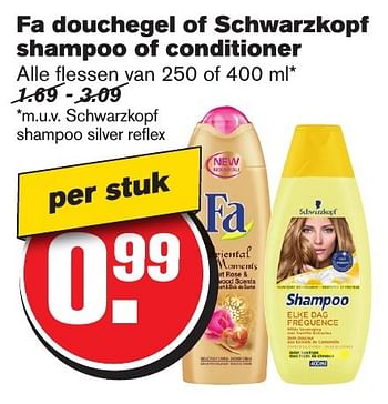 Aanbiedingen Fa douchegel of schwarzkopf shampoo of conditioner - Fa - Geldig van 11/01/2017 tot 17/01/2017 bij Hoogvliet