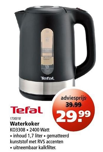 Aanbiedingen Tefal waterkoker ko3308 - Tefal - Geldig van 05/01/2017 tot 18/01/2017 bij Marskramer