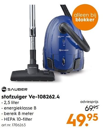 Aanbiedingen Sauber stofzuiger ve-108262.4 - Sauber - Geldig van 07/01/2017 tot 18/01/2017 bij Blokker