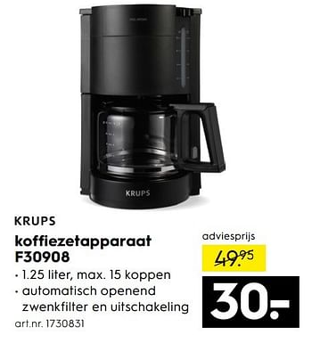 Aanbiedingen Krups koffiezetapparaat f30908 - Krups - Geldig van 07/01/2017 tot 18/01/2017 bij Blokker