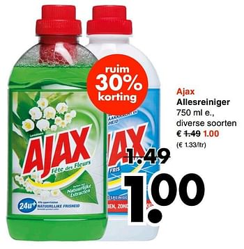 Aanbiedingen Allesreiniger - Ajax - Geldig van 09/01/2017 tot 21/01/2017 bij Wibra
