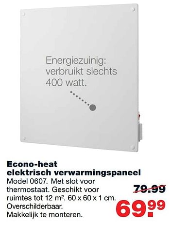 Aanbiedingen Econo-heat elektrisch verwarmingspaneel - Econo-Heat - Geldig van 09/01/2017 tot 22/01/2017 bij Praxis