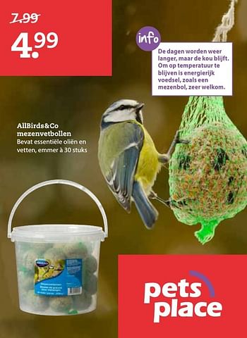 Aanbiedingen Allbirds+co mezenvetbollen - Allbirds &amp; Co - Geldig van 09/01/2017 tot 22/01/2017 bij Boerenbond