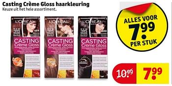 Aanbiedingen Casting crème gloss haarkleuring - L'Oreal Paris - Geldig van 10/01/2017 tot 22/01/2017 bij Kruidvat