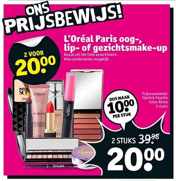 Aanbiedingen L`oréal paris lipstick palette color riche - L'Oreal Paris - Geldig van 10/01/2017 tot 22/01/2017 bij Kruidvat