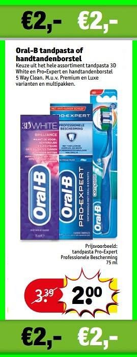 Aanbiedingen Oral-b tandpasta of handtandenborstel - Oral-B - Geldig van 10/01/2017 tot 22/01/2017 bij Kruidvat