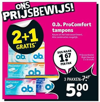 Aanbiedingen O.b. procomfort tampons - OB - Geldig van 10/01/2017 tot 22/01/2017 bij Kruidvat