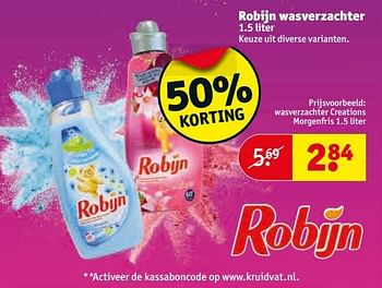 Aanbiedingen Robijn wasverzachter - Robijn - Geldig van 10/01/2017 tot 22/01/2017 bij Kruidvat