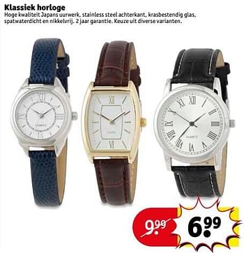 Aanbiedingen Klassiek horloge - Huismerk - Kruidvat - Geldig van 10/01/2017 tot 22/01/2017 bij Kruidvat
