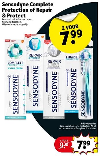 Aanbiedingen Sensodyne tandpasta complete protection - Sensodyne - Geldig van 10/01/2017 tot 22/01/2017 bij Kruidvat