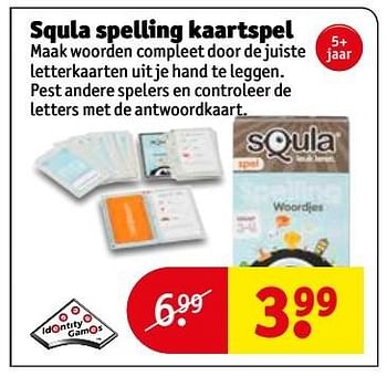 Aanbiedingen Squla spelling kaartspel - Identity Games - Geldig van 10/01/2017 tot 22/01/2017 bij Kruidvat